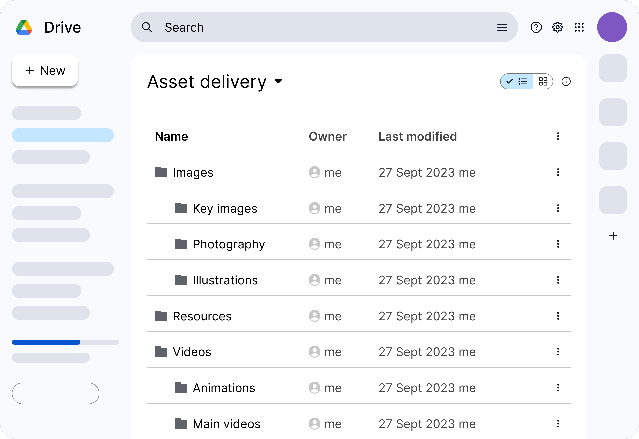 Unprofessional looking Google Drive folder